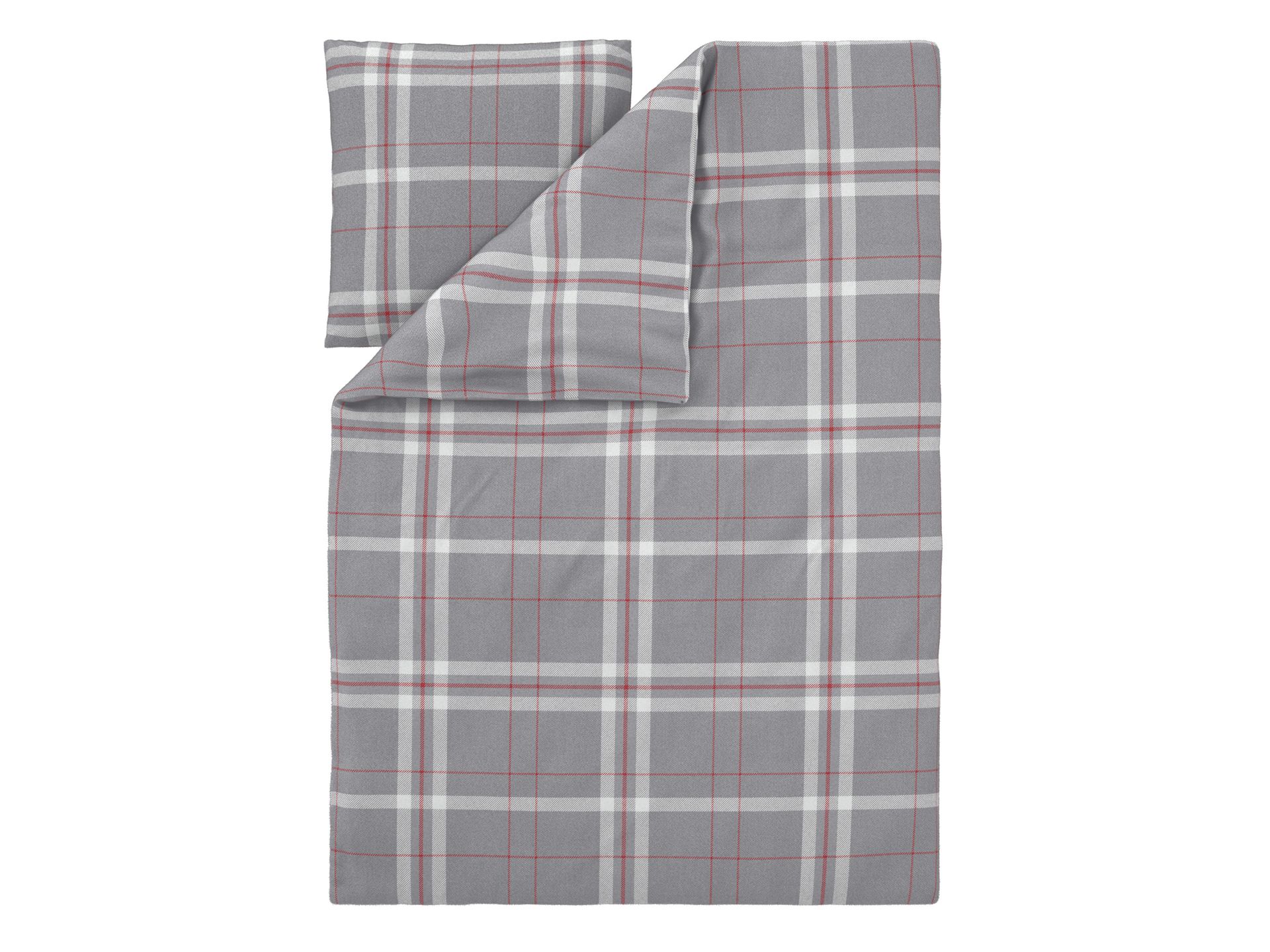 LIVARNO® Pościel z polaru, 140 x 200 cm (Szary/kratka)