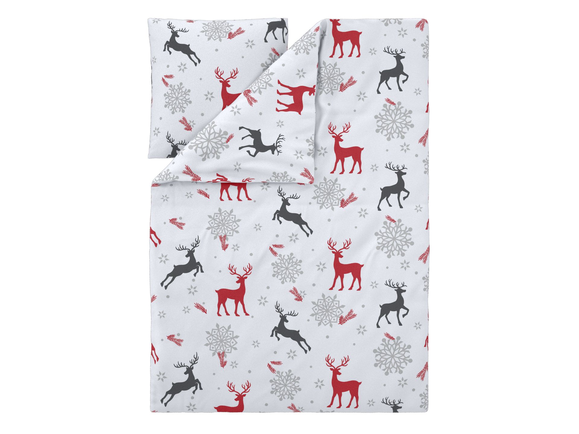 LIVARNO® Pościel z polaru, 140 x 200 cm (Renifery/biały)