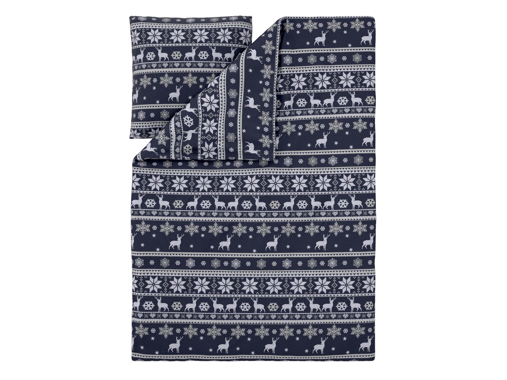 LIVARNO® Pościel z polaru, 140 x 200 cm (Ciemnoniebieski/ biały)