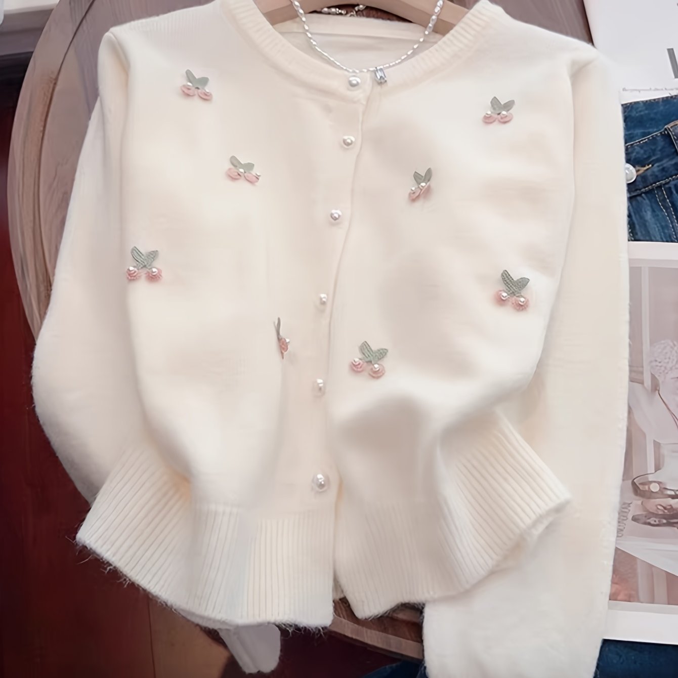 TEMU Kardigan Damski w Miękkim Różu - Elegancki Sweter z Guzikami, Warstwowy Element na Każdą Porę Roku do Stylizacji Codziennych i Formalnych,