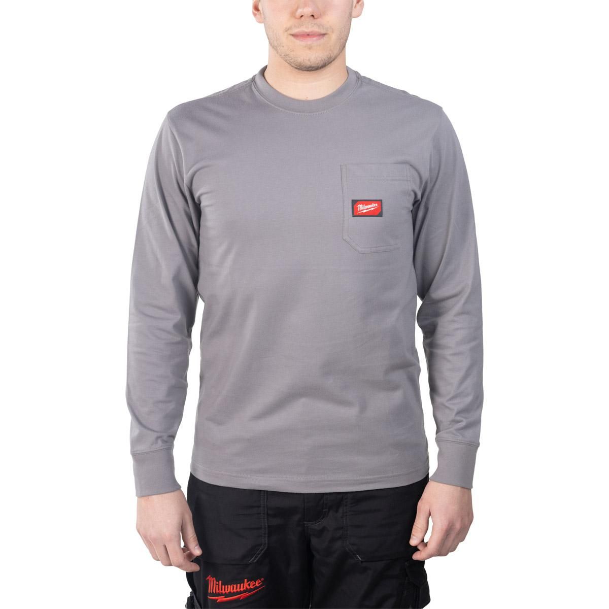 Milwaukee T-shirt z kieszonką z długim rękawem - jasnoszary wtlsgr-l