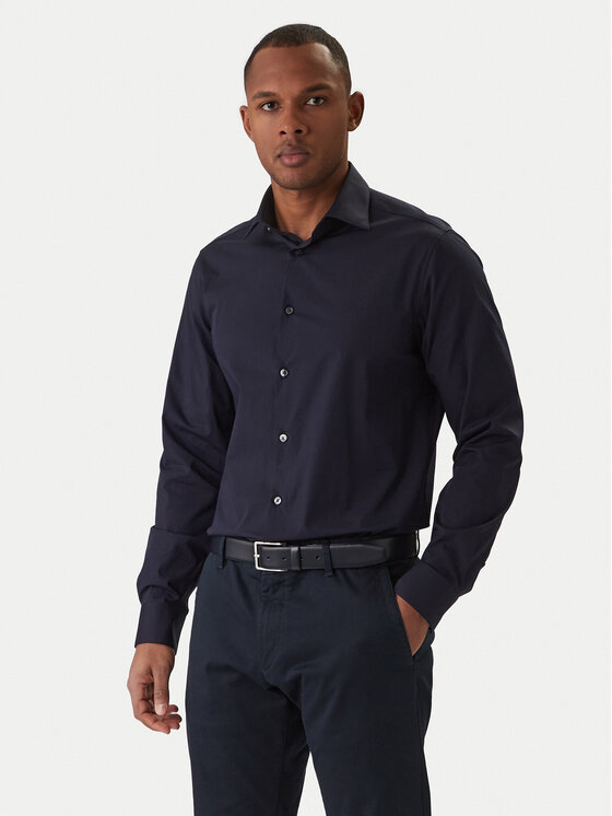 Calvin Klein Koszula Essential LV019EU001 Granatowy Regular Fit