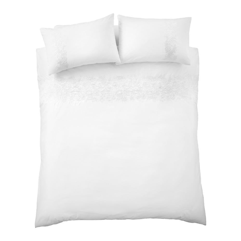 Biała bawełniana pościel dwuosobowa 200x200 cm Embroidery Floral – Bianca