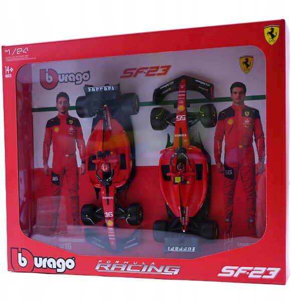 Bburago Model 1:24 Ferrari SF-23 Leclerc Sainz zestaw bolidów F1 18-26817