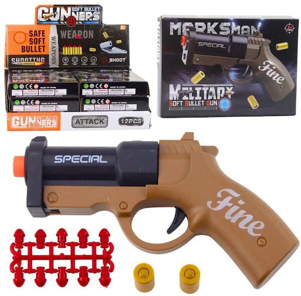 Pistolet na naboje czarno-brązowy 13,5cm