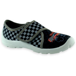 Szare chłopięce kapcie na rzep do szkoły Befado 974Y540 Danny