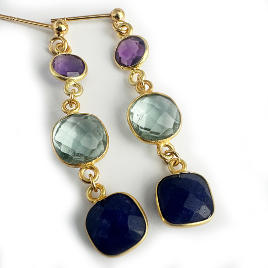 VIOLET NIGHT- kolczyki kamienie szlachetne srebro pozłacane
