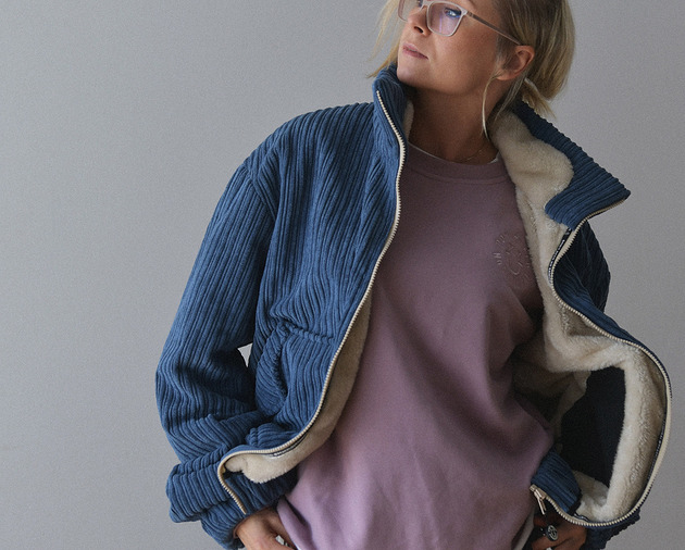 Sztruksowa Kurtka Teddy Dusty Blue