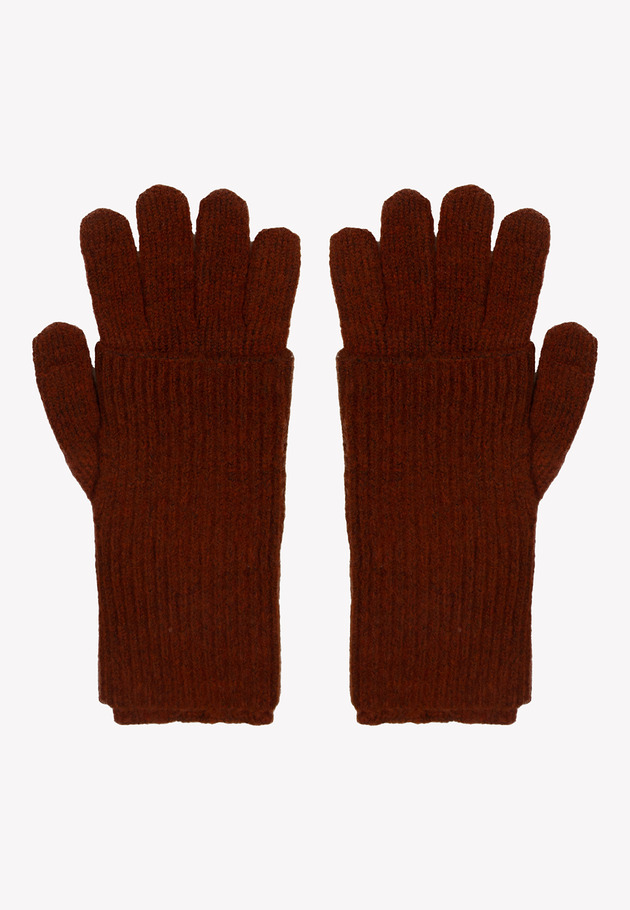 Rękawiczki wełniane z ocieplaczem wełna100% brązowe