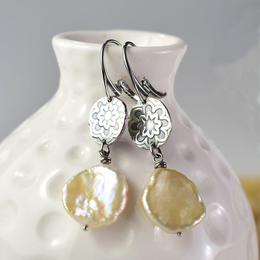 Elnora - srebrne kolczyki z perłą