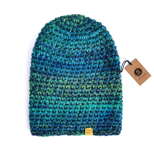 CRAZYCOLOR turkusowa czapka handmade
