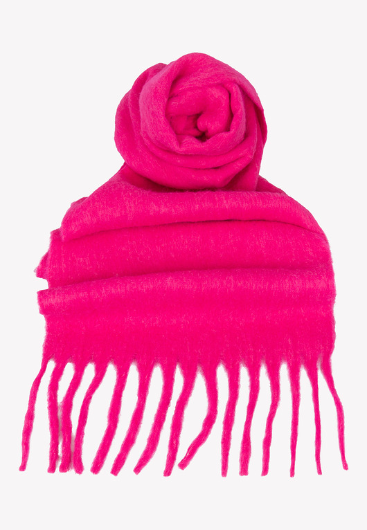 Ciepły Szalik różowy z frędzlami 40x190 cm