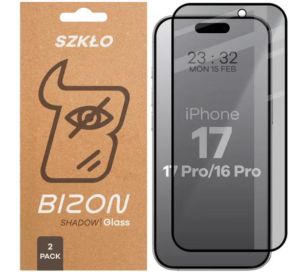 Bizon prywatyzujące pełne Edge Shadow Duo do do iPhone 17 / 17 Pro / 16 Pro