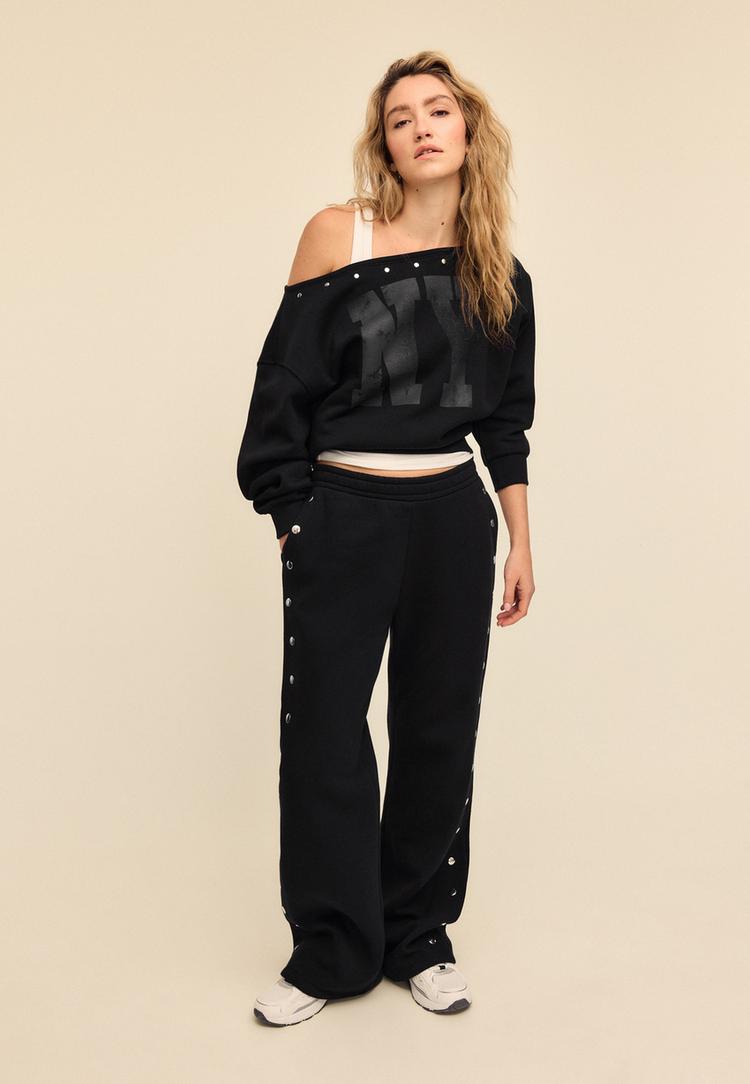 Stradivarius Spodnie jogger z ćwiekami Czarny XL
