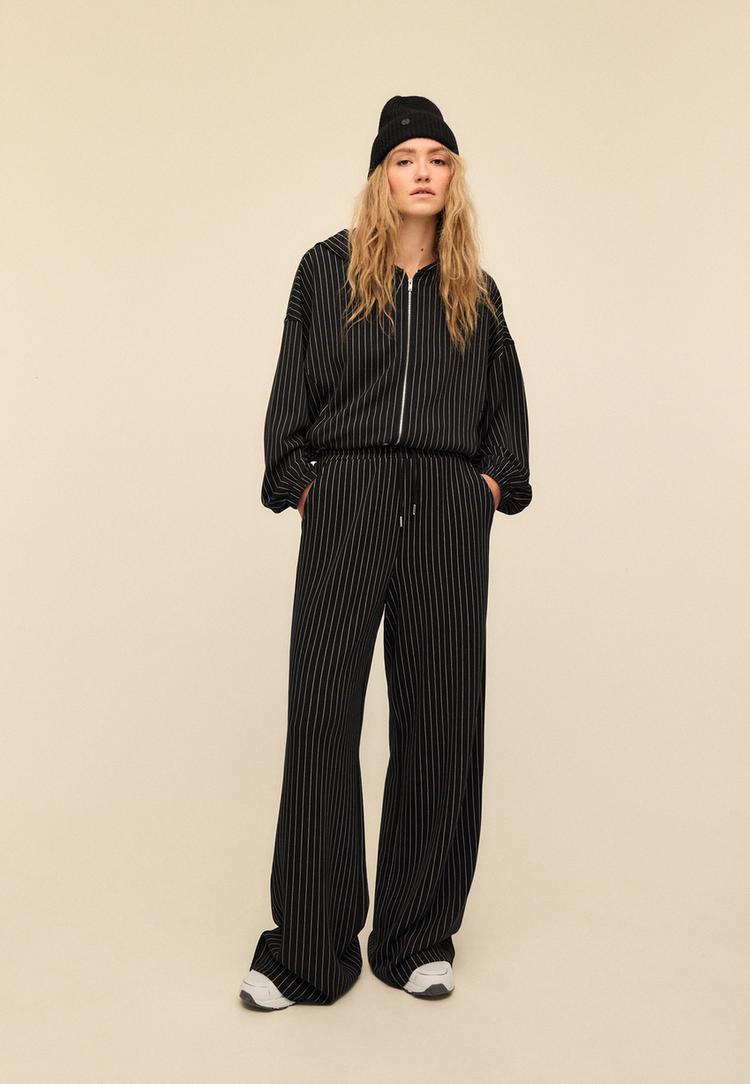 Stradivarius Miękkie spodnie jogger palazzo Ciemnoszary M