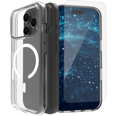 Etui ROOBIX Clarion MagSafe do Apple iPhone 17 Pro Przezroczysty + szkło hartowane + nakładka na obiektyw