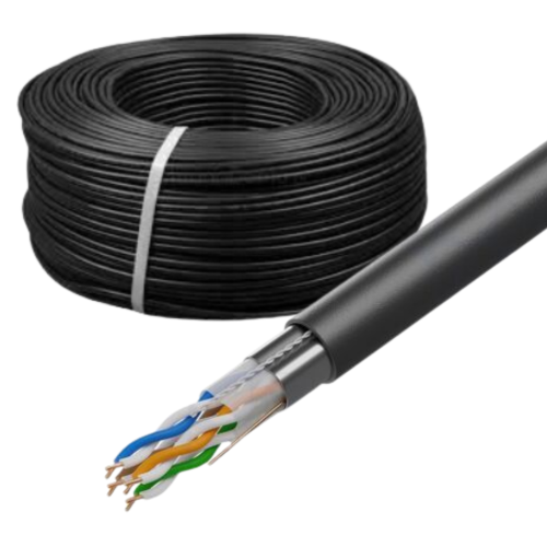 Kabel Sieciowy zewnętrzny LAN FTP KAT.6 GEMBIRD OUTDOOR drut czarny 50M