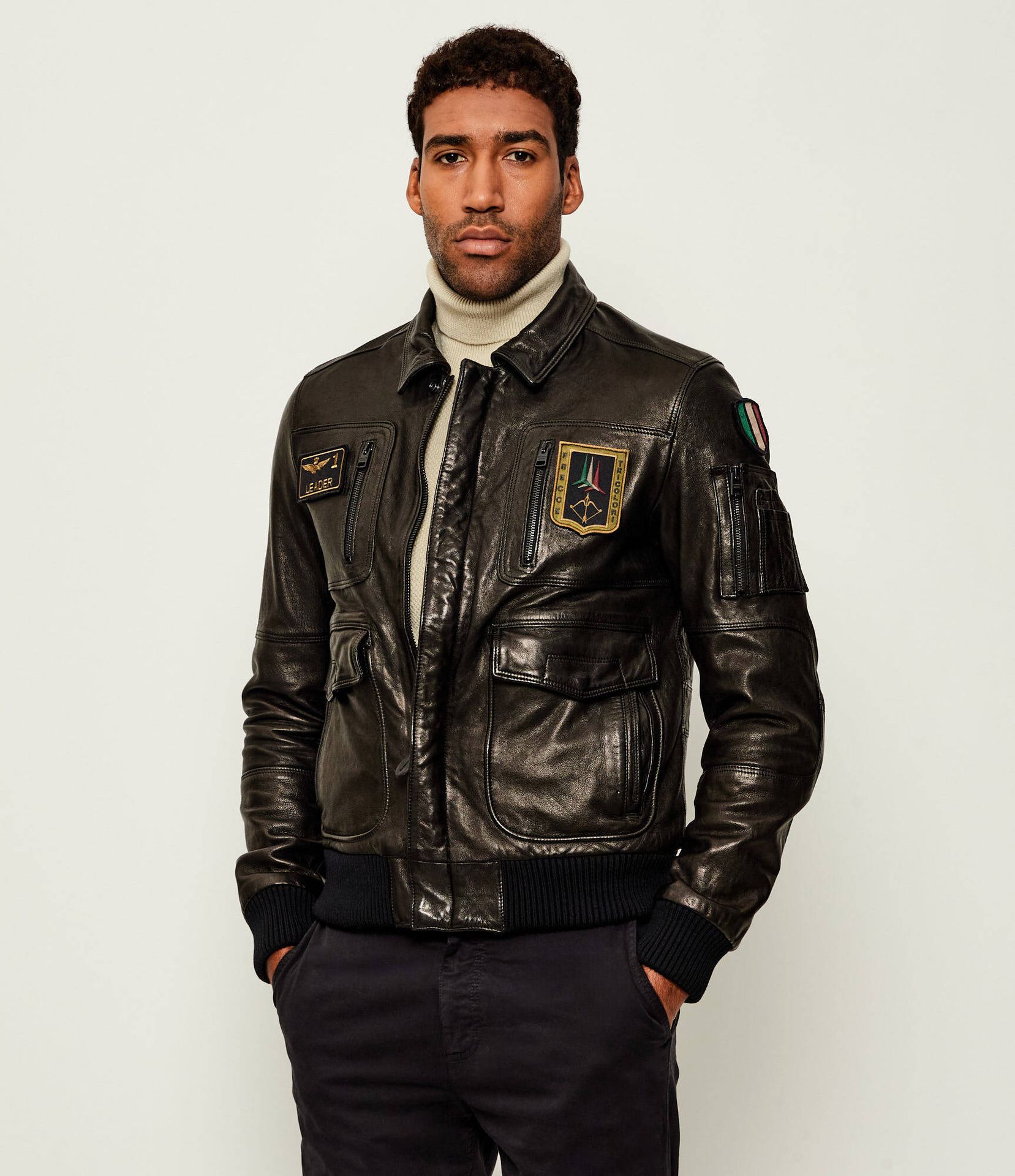 Aeronautica Militare Skórzana kurtka Regular Fit