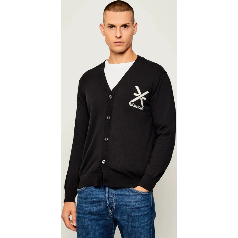 Richmond X Kardigan BEJENA | Regular Fit | z dodatkiem wełny