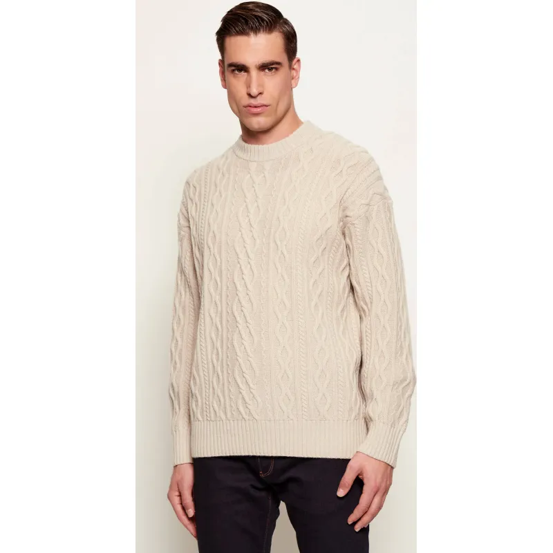 BOSS ORANGE Wełniany sweter Kableto | Loose fit