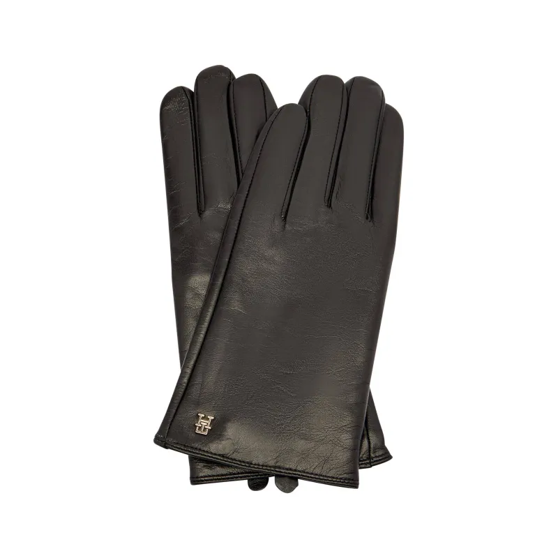 Tommy Hilfiger Skórzane rękawiczki z dodatkiem wełny