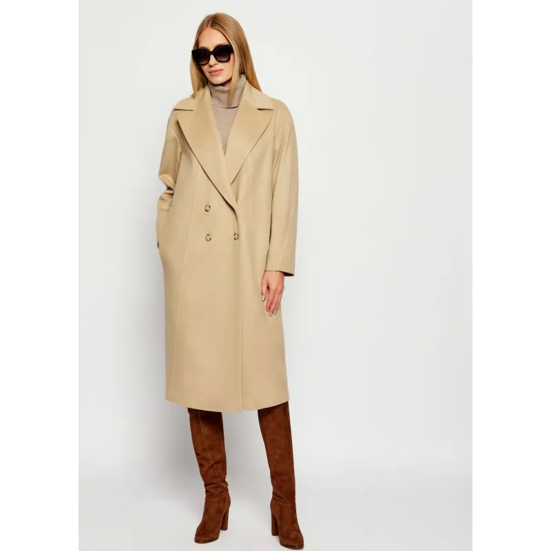 BOSS BLACK Wełniany płaszcz Calacas | z dodatkiem kaszmiru