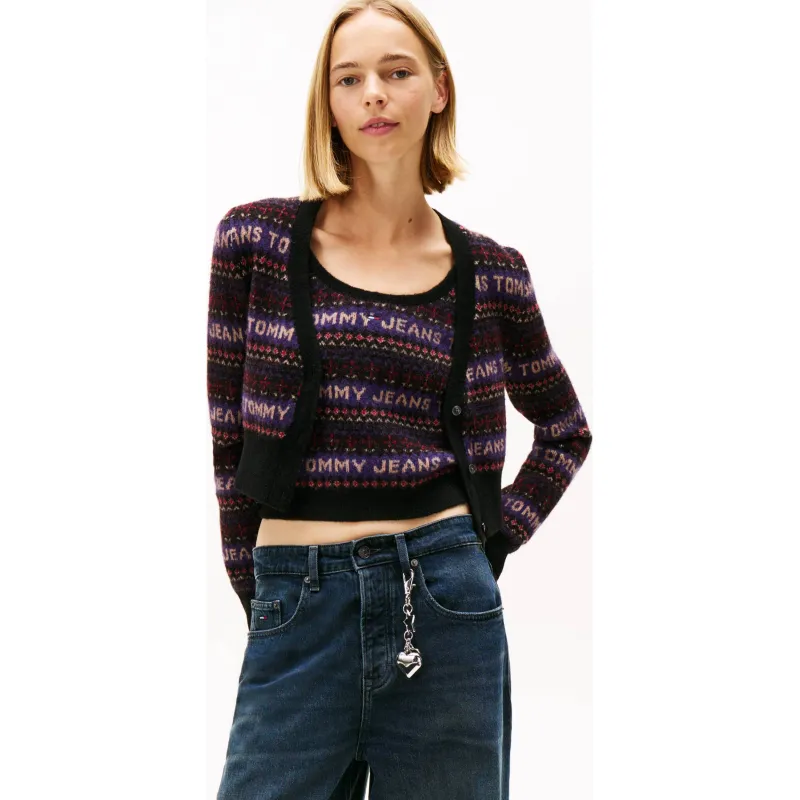 Tommy Jeans Kardigan FAIRISLE | Cropped Fit | z dodatkiem wełny