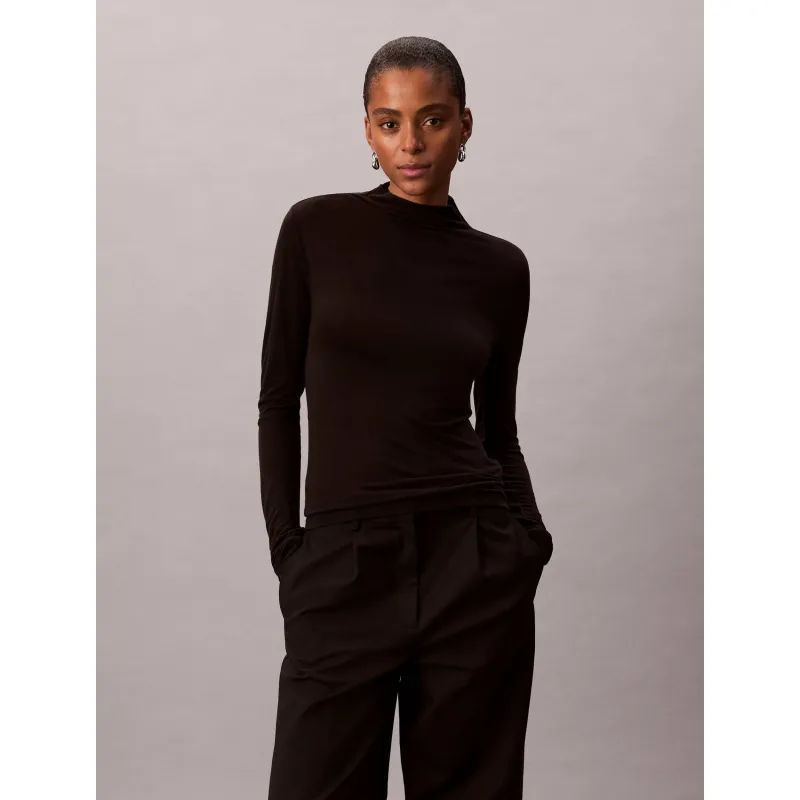 Calvin Klein Półgolf | Slim Fit | z dodatkiem wełny