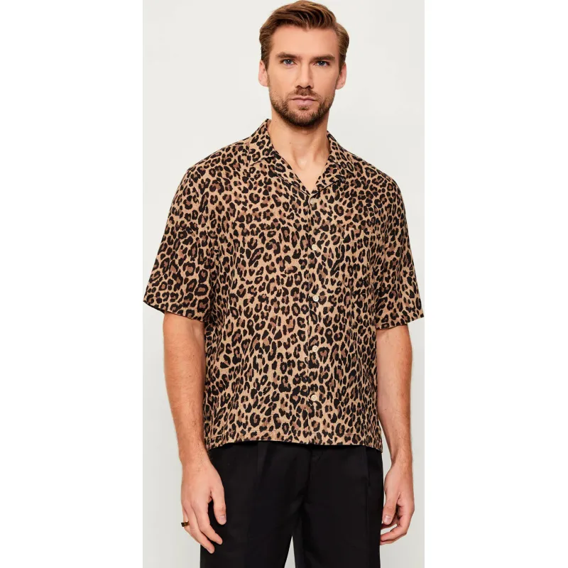 AllSaints Lniana koszula LEOPARDONE | Loose fit