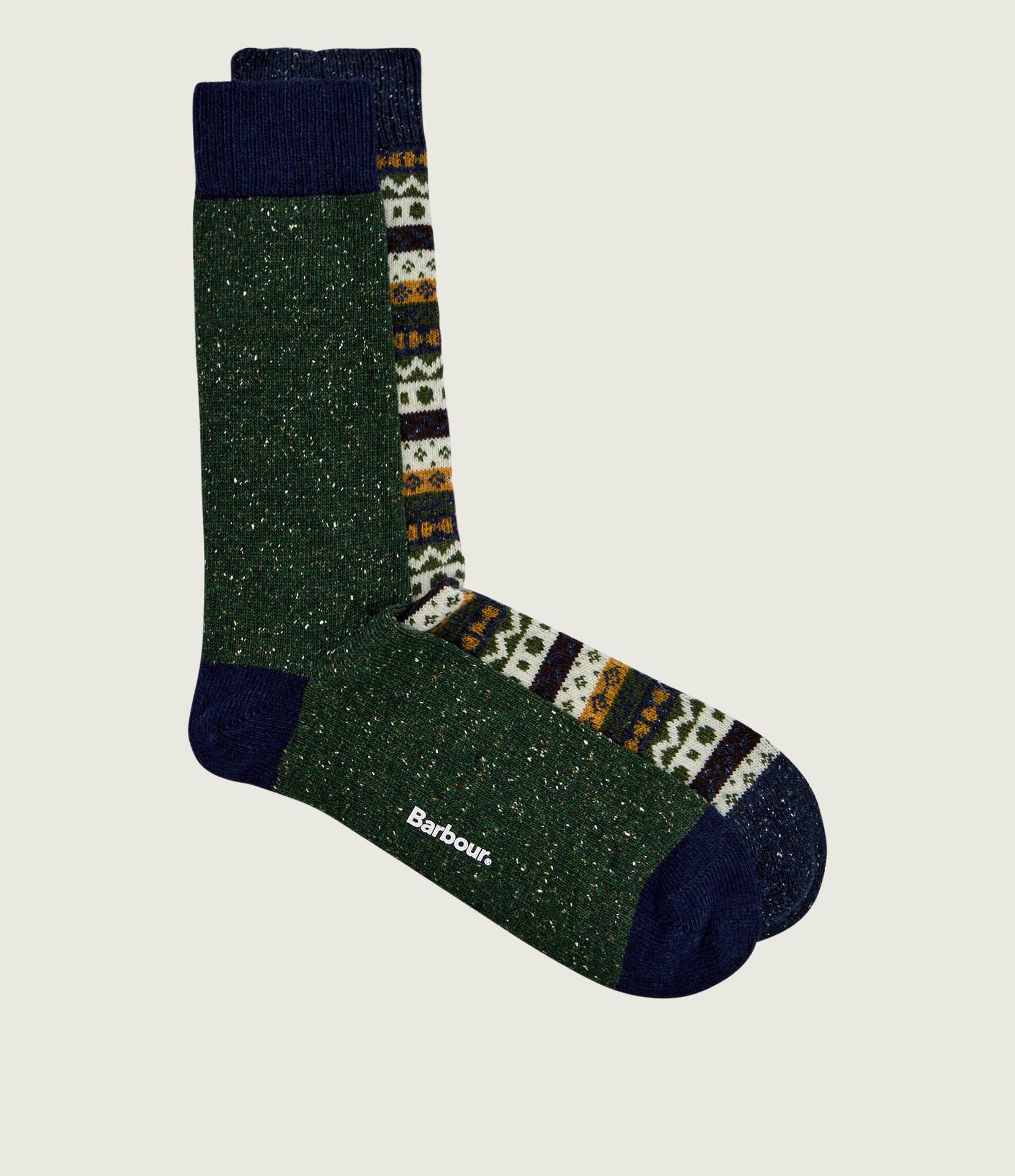 Barbour Wełniane skarpety 2-pack Fair Isle z dodatkiem jedwabiu