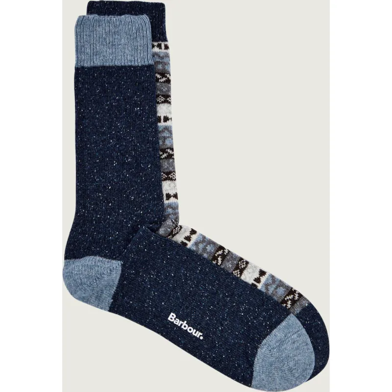 Barbour Wełniane skarpety 2-pack Fair Isle | z dodatkiem jedwabiu
