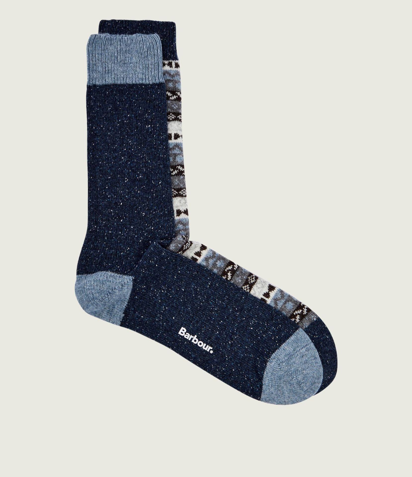Barbour Wełniane skarpety 2-pack Fair Isle z dodatkiem jedwabiu