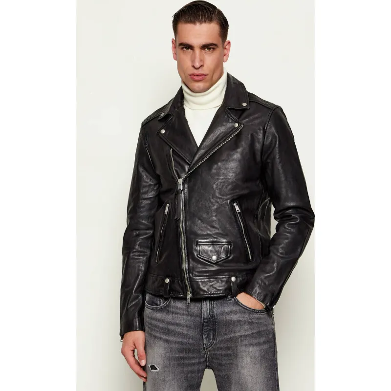 AllSaints Skórzana kurtka MILO Regular Fit