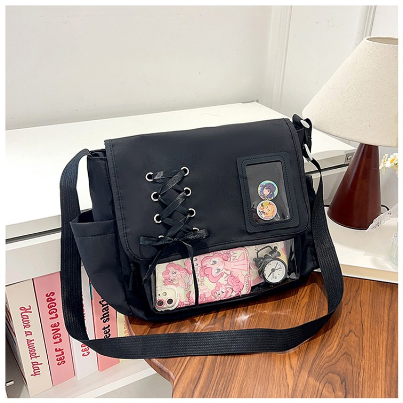 TEMU Modna Torba na Ramię z Płótna Zapinana na Zamek Japońska Torba Szkolna dla Kobiet o Dużej Pojemności, Codzienna Torba na Książki, Modna Torba