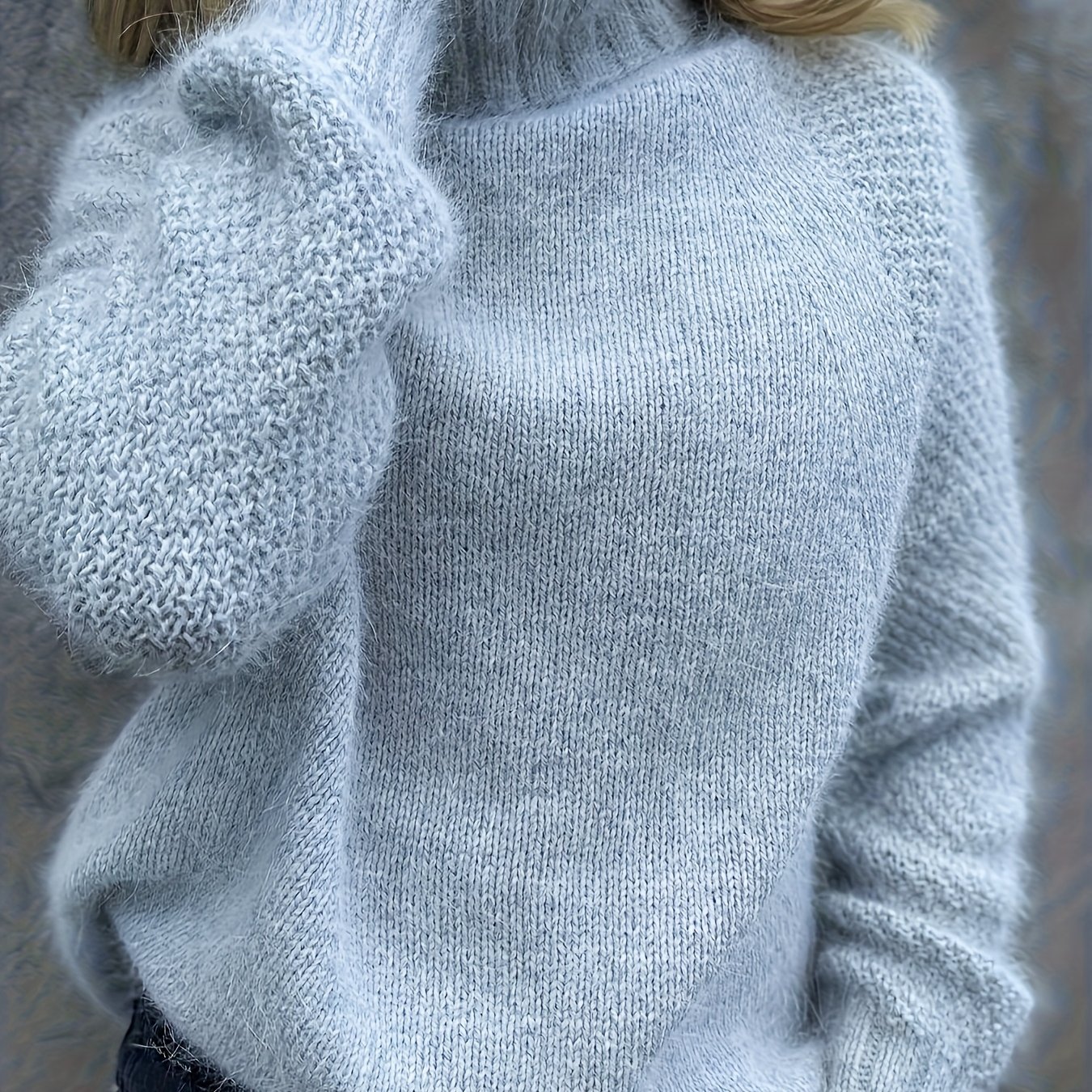 TEMU Elegancki sweter damski z wysokim dekoltem i długim rękawem - Miękki, elastyczny sweter typu pulower, stylowy strój do biura i na imprezę,