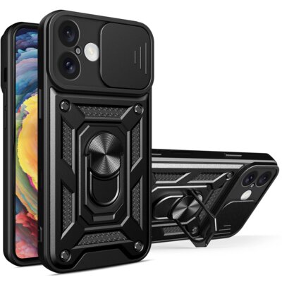 Etui HURTEL Hybrid Armor Camshield do Apple iPhone 16 Czarny
