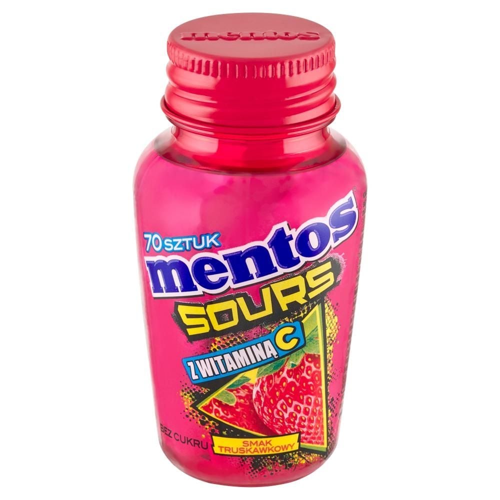 Mentos Sours Kwaśne pastylki smak truskawkowy 49 g (70 sztuk)