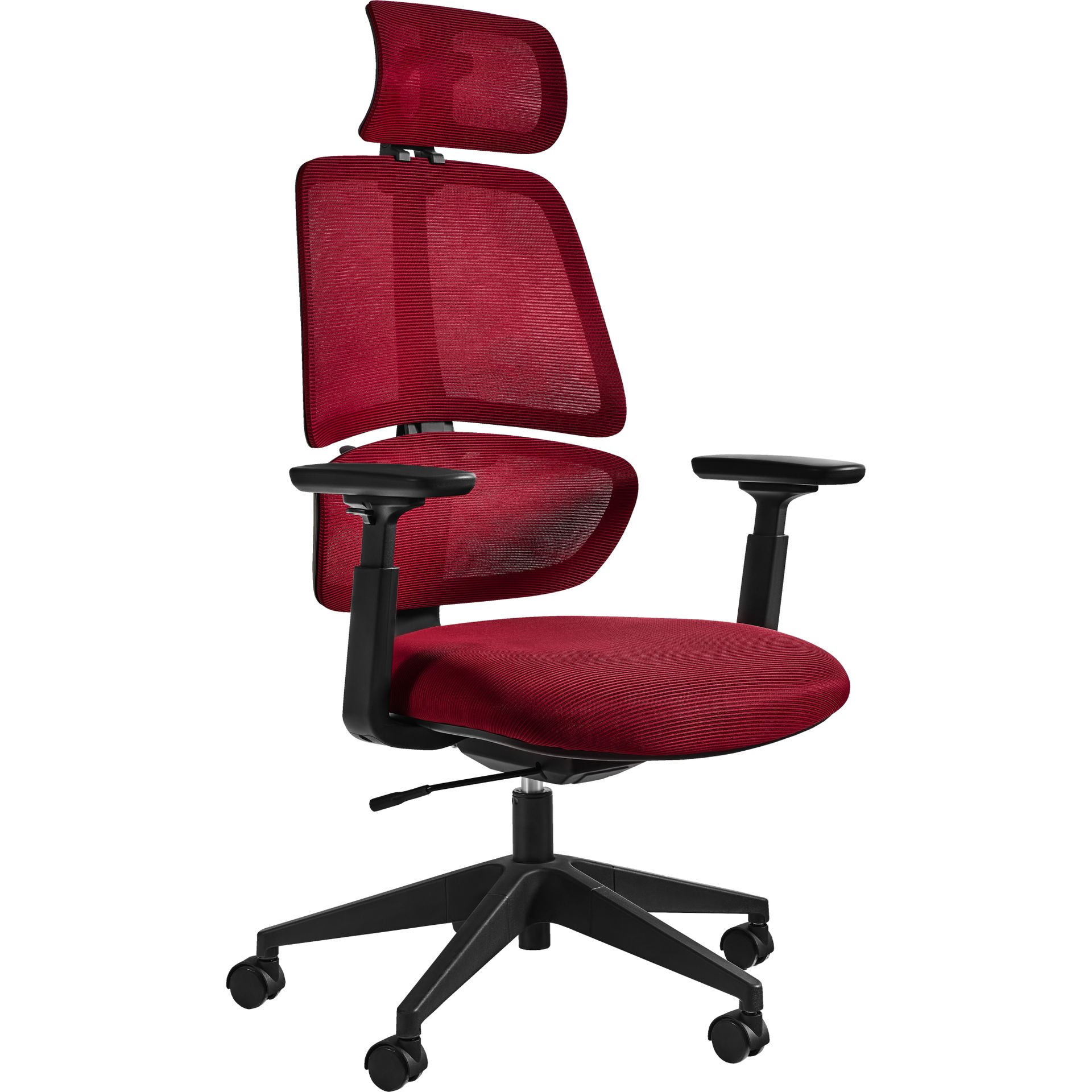 Unique Fotel Obrotowy Ergonomiczny Ergo z Zagłówkiem Siatka czerwona/Tkanina czerwona Siatka Czerwona, Tkanina Czerwona