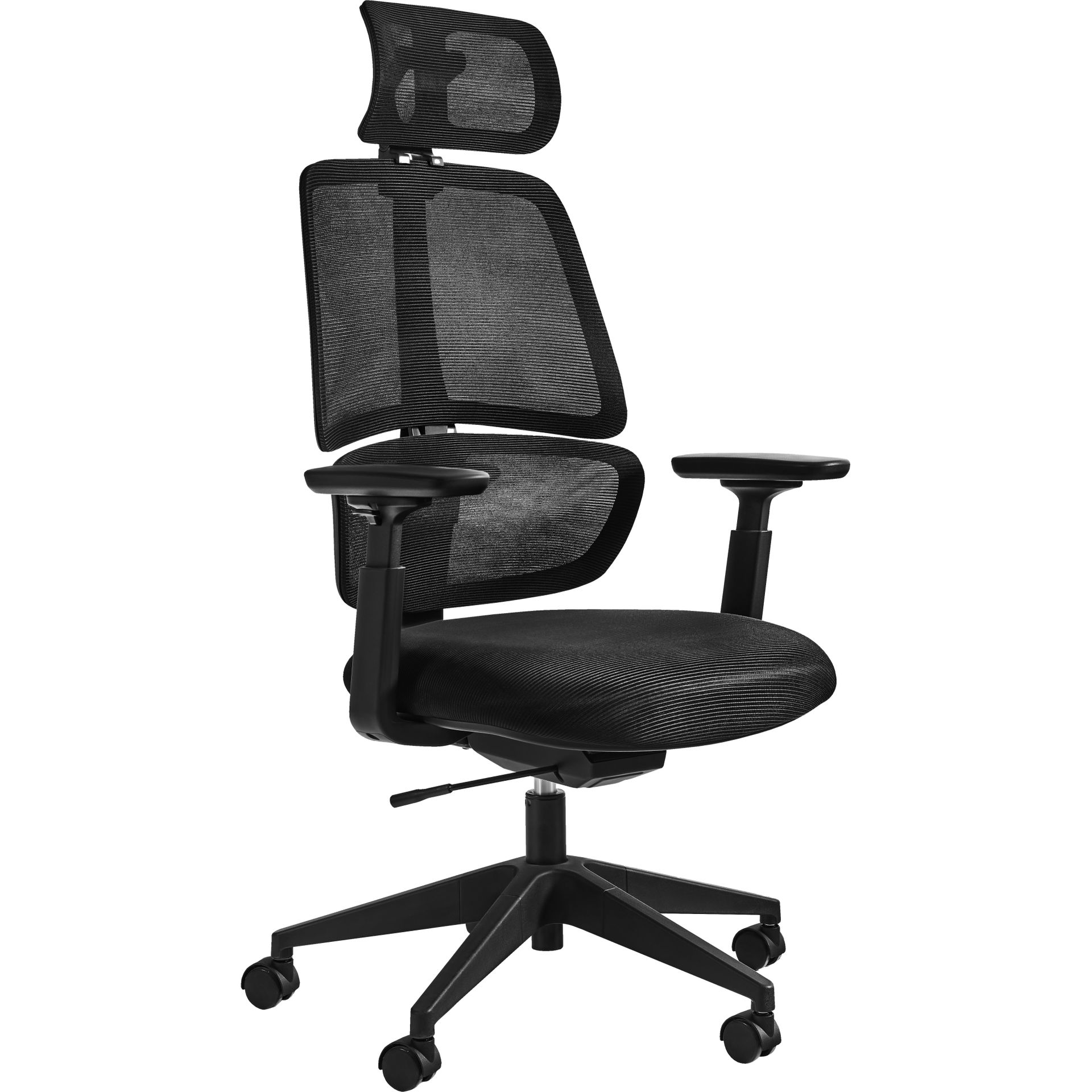 Unique Fotel Obrotowy Ergonomiczny Ergo z Zagłówkiem Siatka czarna/Tkanina czarna Siatka Czarna, Tkanina Czarna