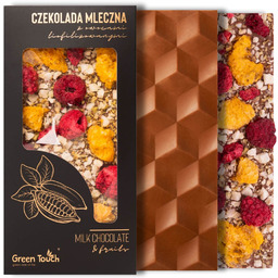 Czekolada mleczna z owocami liofilizowanymi malina mandarynka kraftowa 80 g