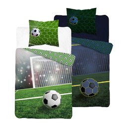 Detexpol Pościel dziecięca świecąca w ciemności 140x200 3685A zielona z piłką nożną przed bramką FluoDream