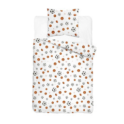 Detexpol Pościel bawełniana dziecięca 140x200 5726A biała w piłki sportowe KidsDreams