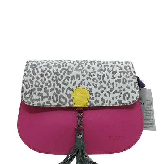 Torebka damska klasyczna odpinany wymienny chwost brelok OLIVKA