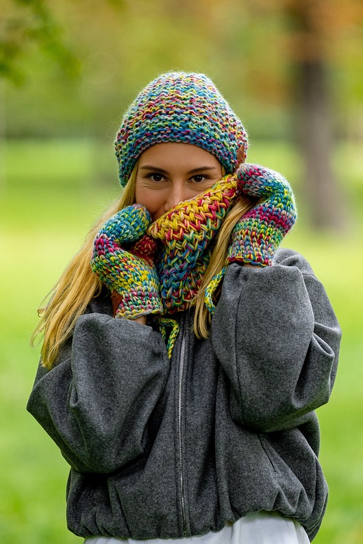 Mały komin MERINO 100% Cukierki