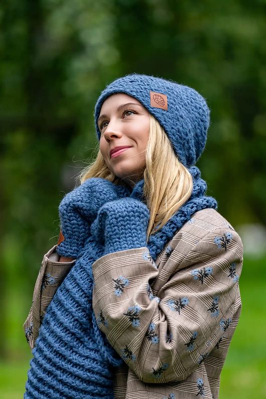 Komin MERINO Ciemny niebieski