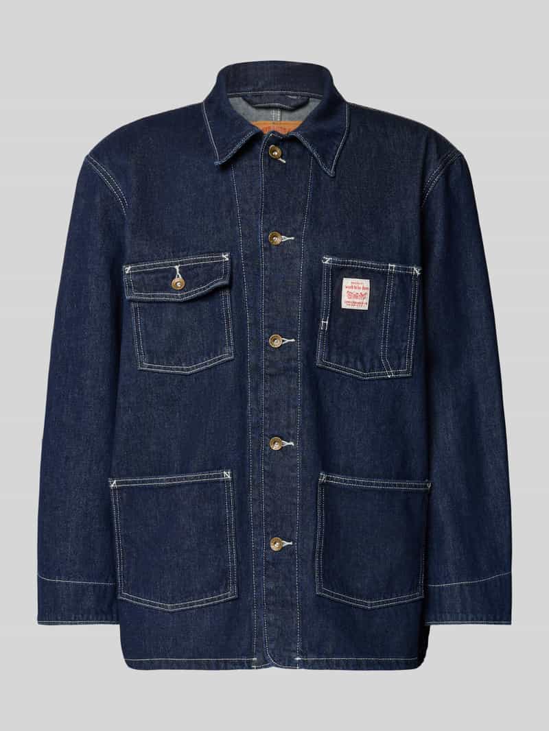 Kurtka jeansowa o kroju relaxed fit z naszywką z logo model ‘Berkley’