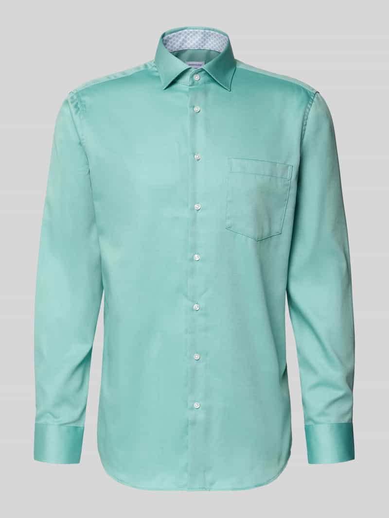 Koszula biznesowa o kroju regular fit z bawełny z kołnierzykiem typu kent