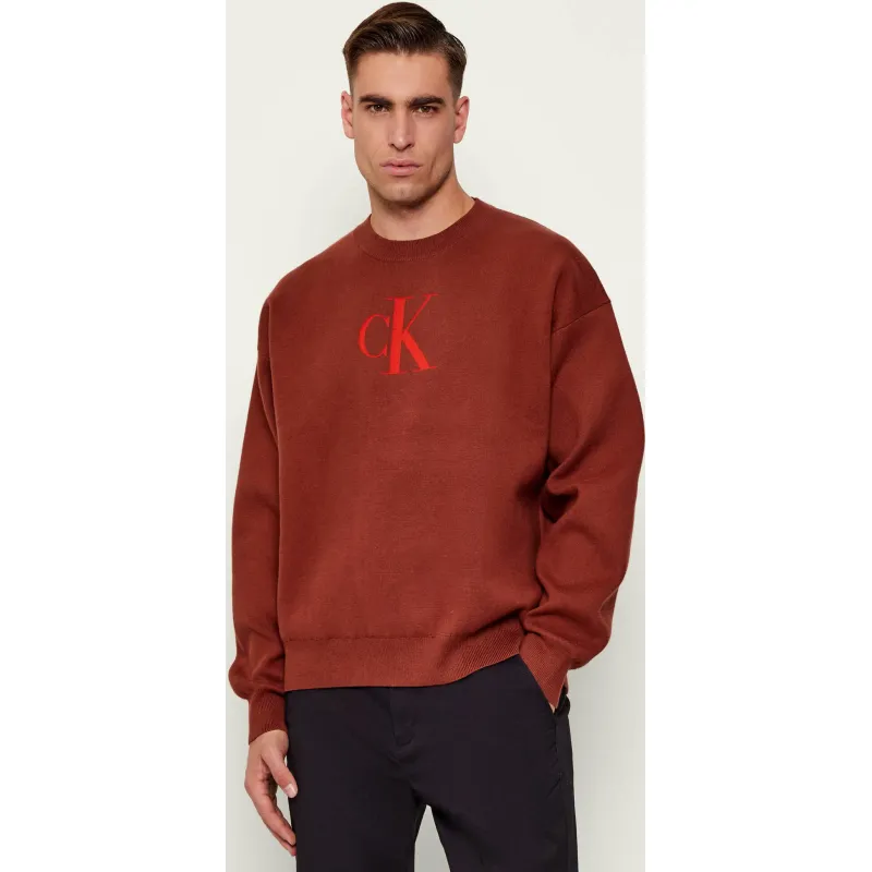 Calvin Klein Jeans Sweter | Relaxed fit | z dodatkiem kaszmiru