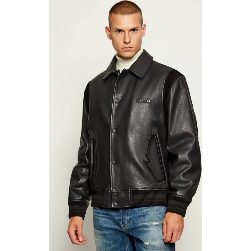 HUGO Skórzana kurtka Lewick | Relaxed fit