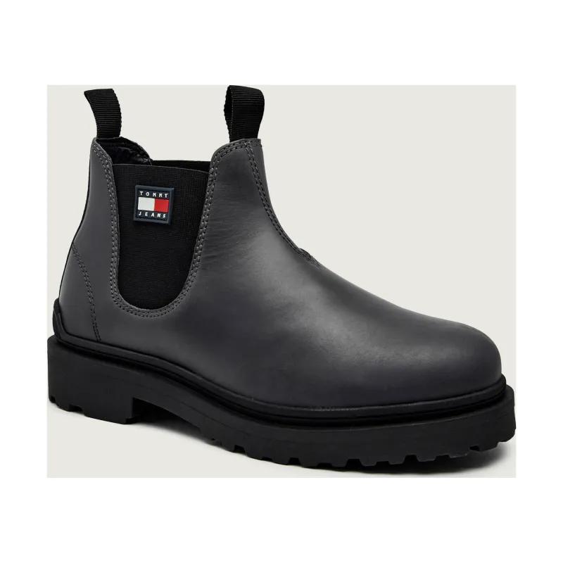 Tommy Jeans Skórzane sztyblety CHELSEA